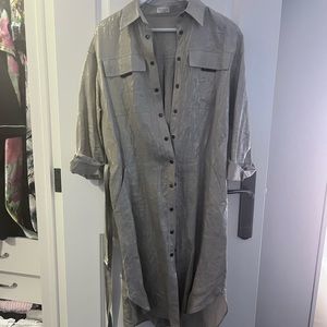 Gold sparkling shirt dress. Size 4. Can wear as a dress or jacket.